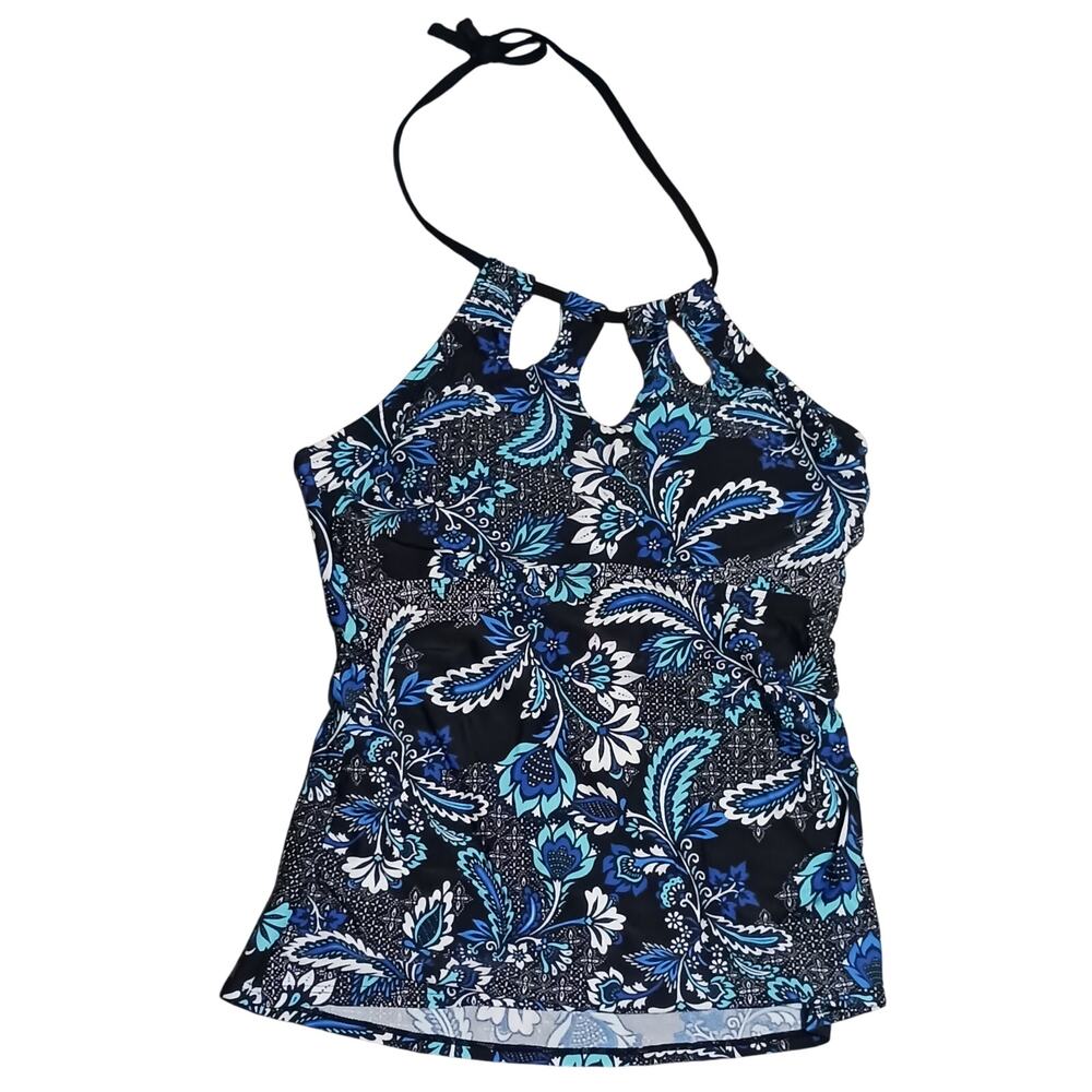 Island Waves Floral Print Multi Color Tankini with Padded Bra Womens Size 8 NWT